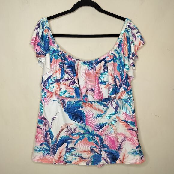 Raisins Curve Tankini Swim Top Floral Ruffled Soft Cup - Picture 1 of 10